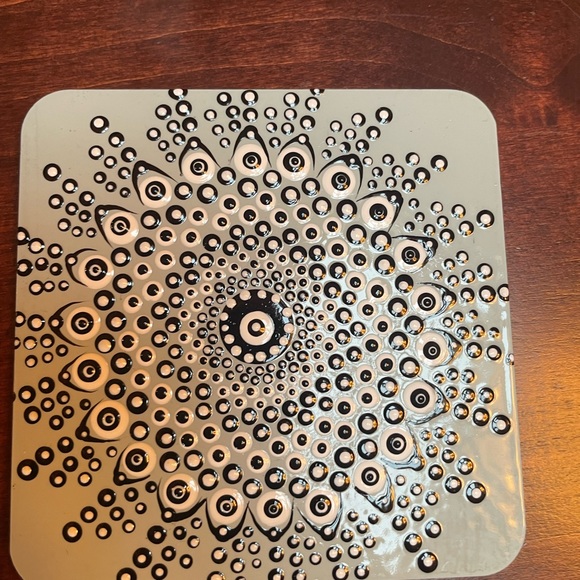 Enjoying my custom artwork, set of 4 coasters, repurposed, recycled, coasters - Picture 8 of 15